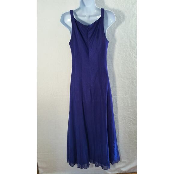 Vintage Y2K Betsy & Adam Formal Dress Women's Sz 10 Blue Sparkle Metallic Maxi - Picture 14 of 16